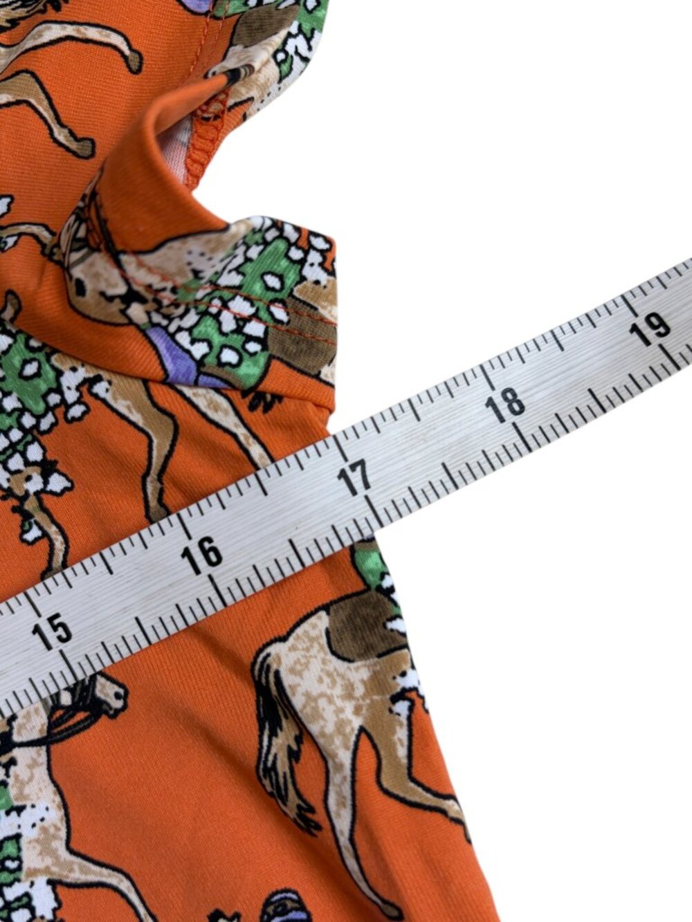 J. McLaughlin Equestrian Derby Print Short-Sleeve Polo Shirt (Orange) - XS - Picture 8 of 9